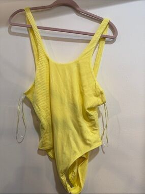 Yellow Ribbed One-Piece Leotard